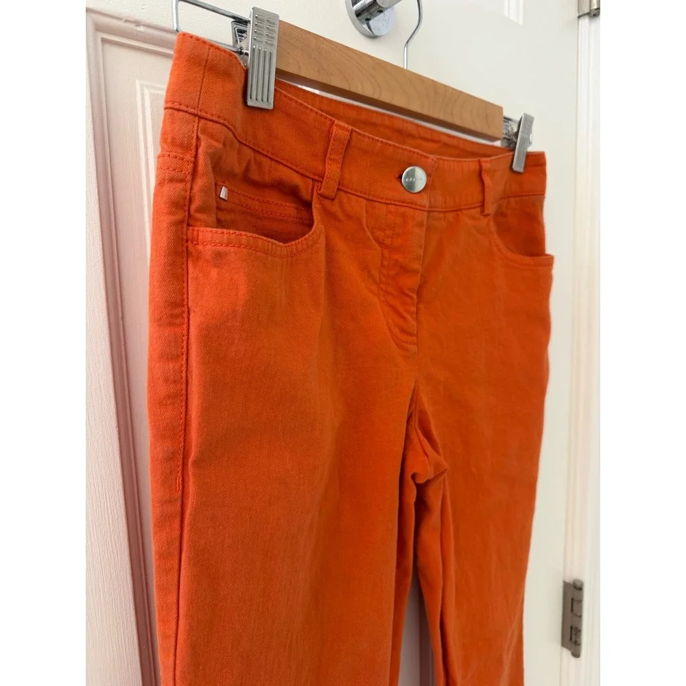 Akris Straight Leg Trousers Orange Size 4 Cotton Slim Fit
